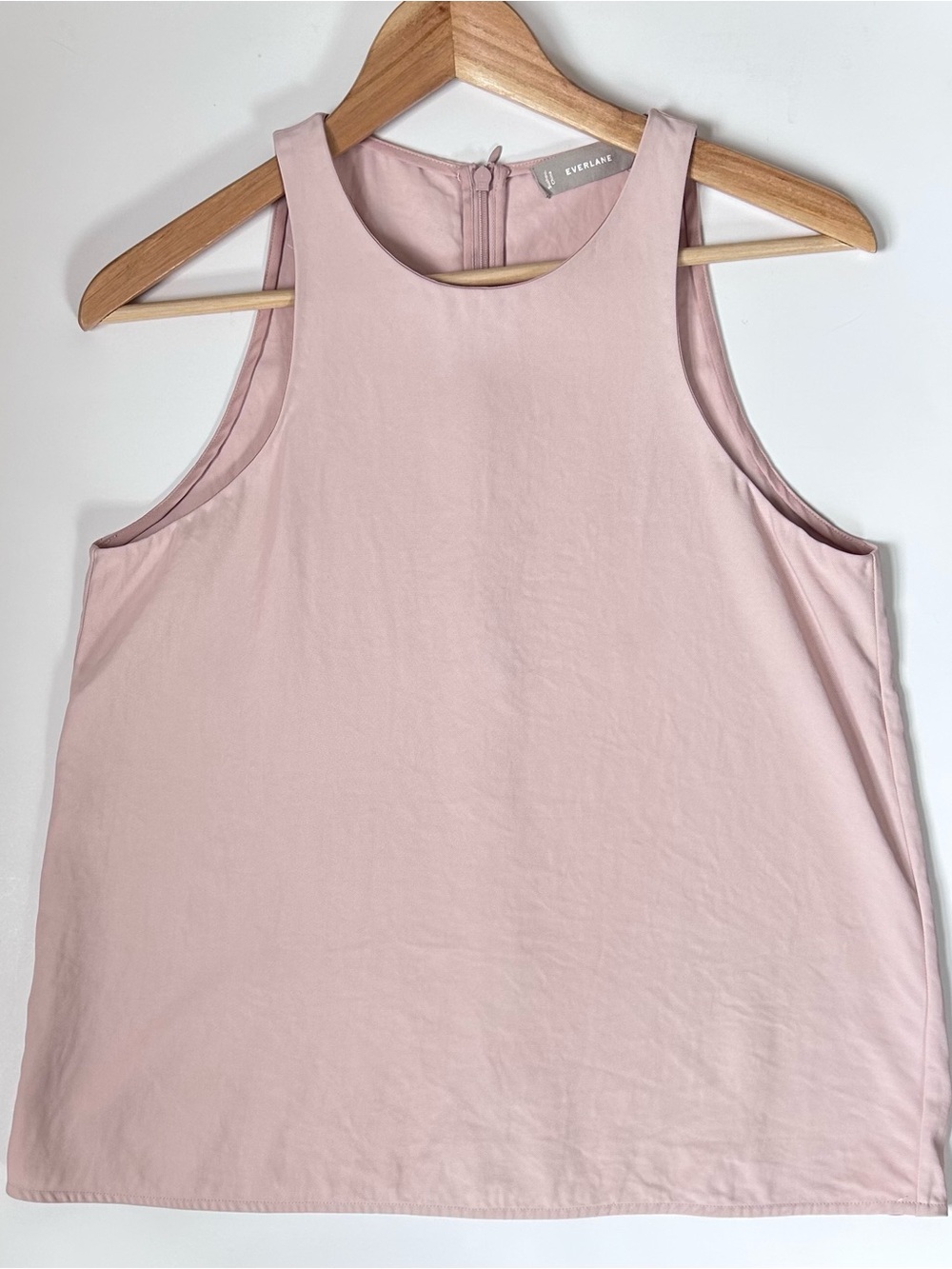 Everlane Sleeveless Shell - Pale Pink Japanese Goweave High-Neck Top